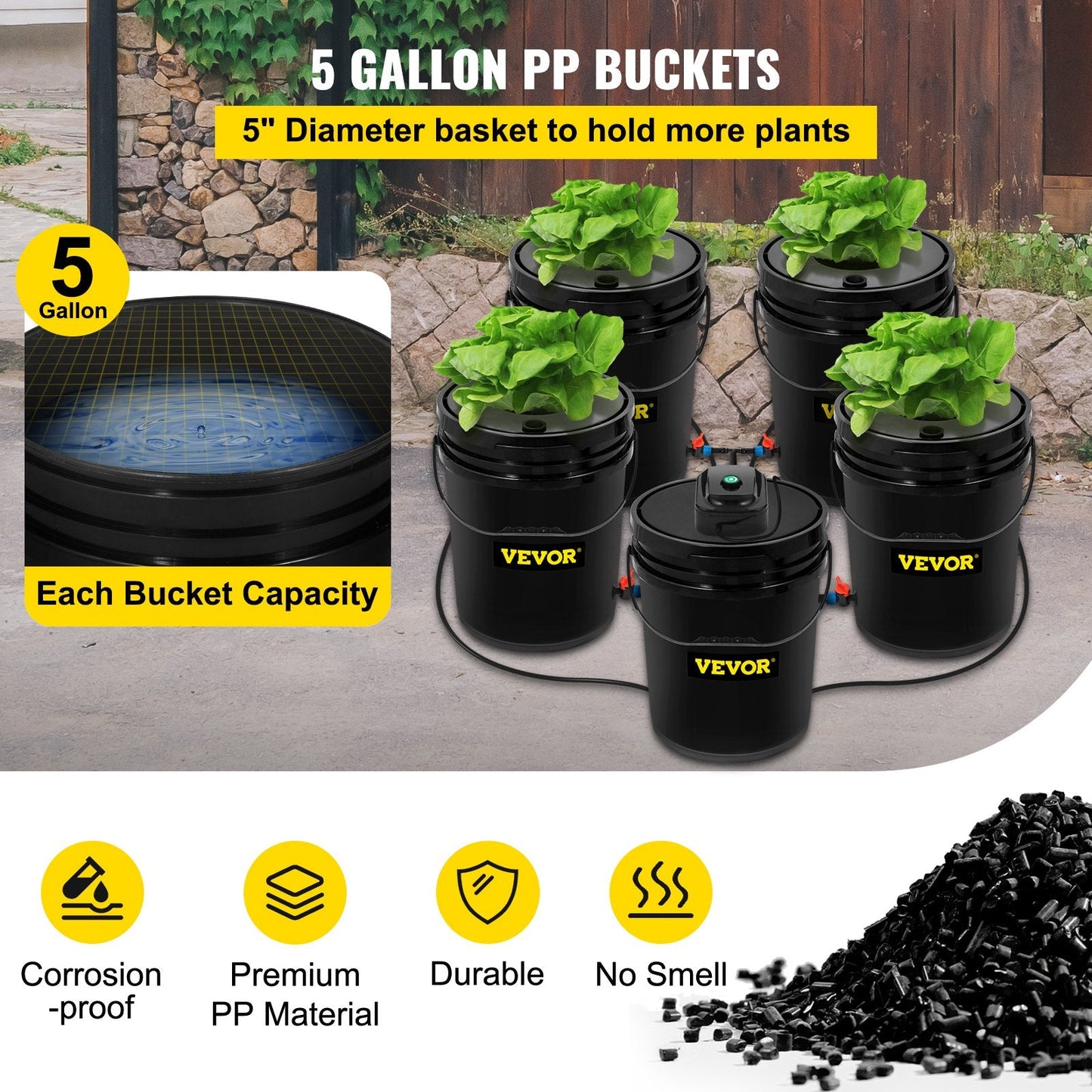 5-Gallon 5-Bucket DWC Hydroponic System for Deep Water Culture