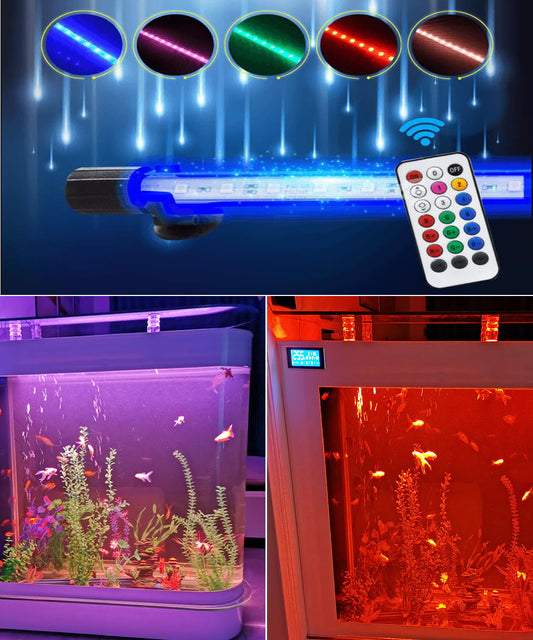 124Gal LED Aquarium Kit Upright Luxury Large Fish Tank Large Glass Fishbowl Glsaa Bar for Patios Living Office Room and Kitchen